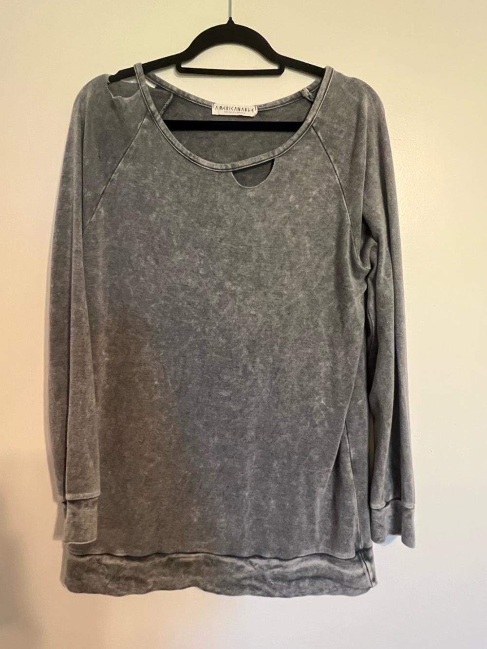 Americanable Charcoal Mineral Wash Pullover L Lightweight Cozy Casual Top NWOT - Picture 4 of 6